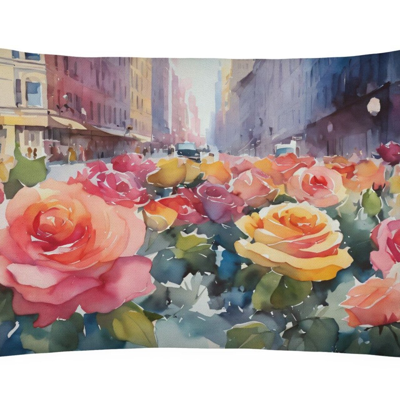 Edge Collections - 12" X 16" - Multicolor - Flowers State Watercolor Throw Pillow - 1 Piece